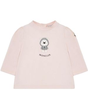 Moncler Printed Stretch Cotton T-Shirt - Pink