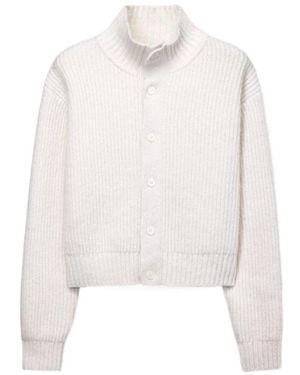 DUNST High Neck Button Cardigan - White