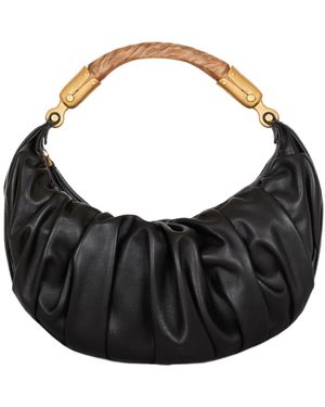 Balmain Medium Ebene Ruched Shoulder Bag - Black