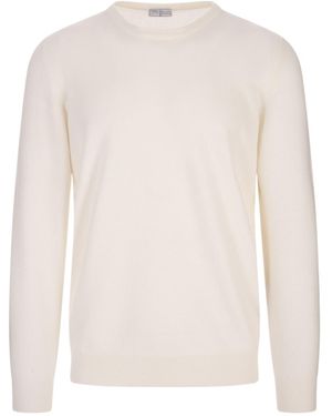 Fedeli Long-Sleeved Crewneck Jumper - White