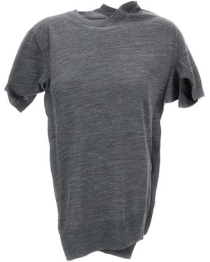 Junya Watanabe Knitted Asymmetric T-Shirt - Grey