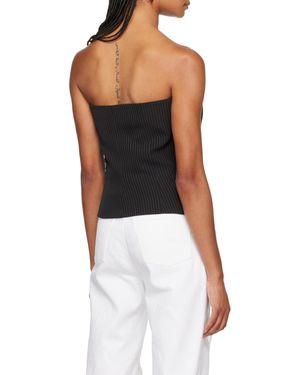 OTTOLINGER Pinstriped Deconstructed Corset Top - Black