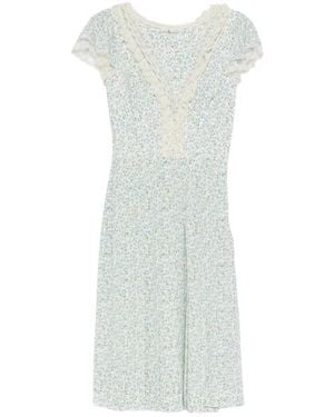 Ermanno Scervino Floral-Pattern Lace-Trim Dress - White