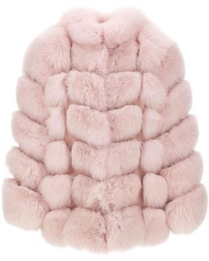 FRAME Long-Sleeved Quilted Fur Coat - Pink