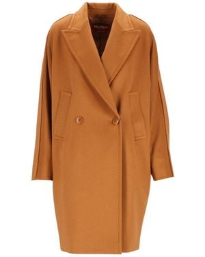 Max Mara Studio Double-Breasted Drap Coat - Orange