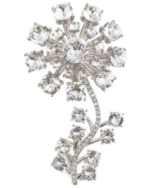 Self-Portrait Crystal Flower Brooch - White
