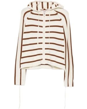 Semicouture Striped Zip-Up Hoodie - White