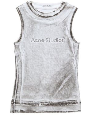 Acne Studios Logo-Print Top - Grey
