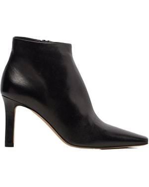 The Row Carla 80 Leather Ankle Boots - Black