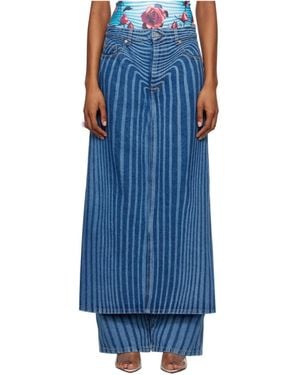 Jean Paul Gaultier Striped Denim Pants - Blue