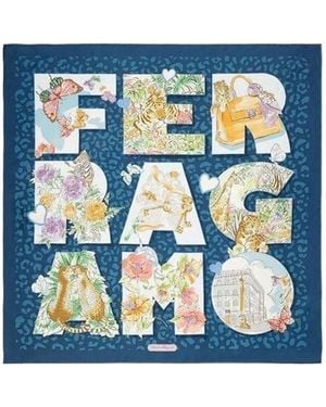 Ferragamo Printed Silk Scarf - Blue