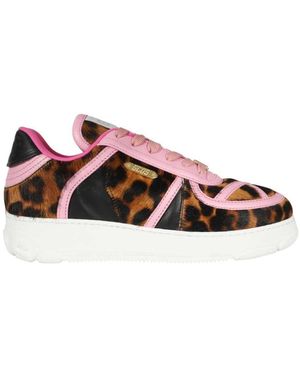 Gcds Leopard-Print Lace-Up Trainers - Pink