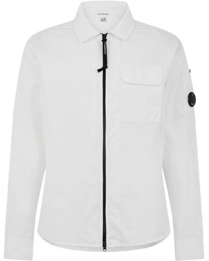 C.P. Company Cotton Long Sleeve Overshirt - White
