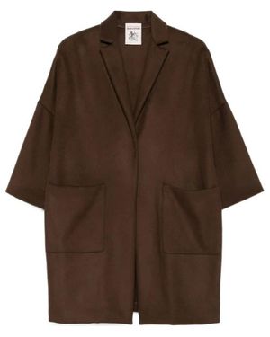 Semicouture Lapel Wide-Sleeved Coat - Brown