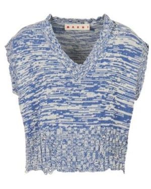 Marni Disheveled Mouliné Cotton Vest - Blue