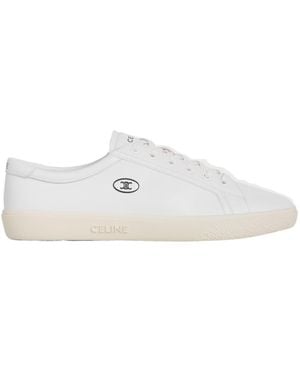 Celine Lou Low Lace-Up Sneaker With Triomphe - White