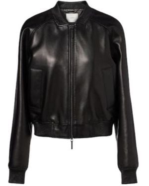 JOSEPH Quinn Leather Bomber Jacket - Black