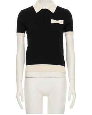 Valentino Bow Detailed Short-Sleeved Jumper - Black