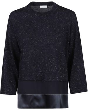 Peserico Long-Sleeved Panelled Jumper - Blue