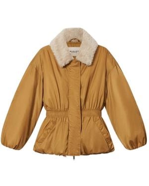 Isabel Marant Selja Faux-Shearling-Collar Coat - Brown