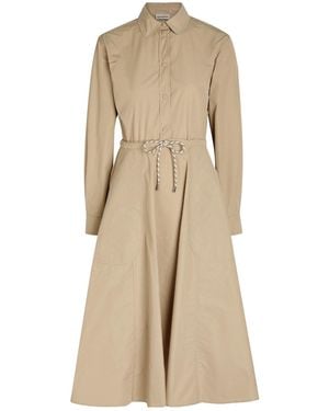 Moncler Long-Sleeve Midi Shirt-Dress - Natural