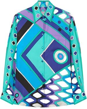 PUCCI Vivara Print Silk Shirt - Blue