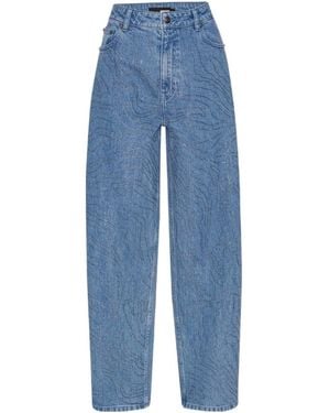ROTATE BIRGER CHRISTENSEN Rhinestone-Embellished Wide-Leg Jeans - Blue