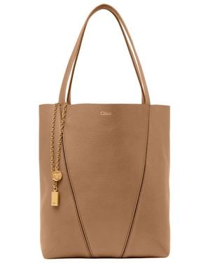 Chloé Grained Leather Tote Bag - Brown