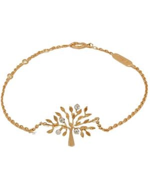 Mulberry Logo Pendant Embellished Chained Bracelet - Metallic