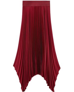 JOSEPH Pleated Asymmetric-Hem Skirt - Red