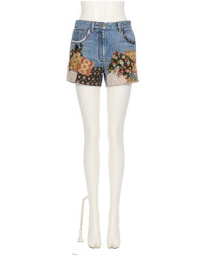 Valentino Patchwork Denim Shorts - Blue