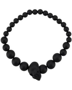 McQueen Skull Stud Beaded Bracelet - Black