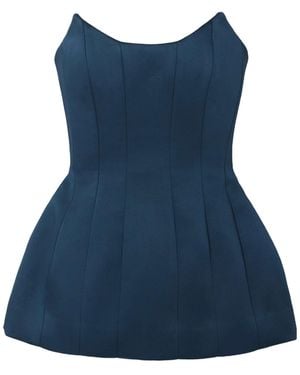 Rebecca Vallance Elivera Panelled Strapless Satin Top - Blue