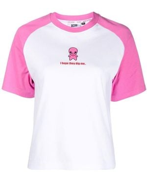 Gcds Raglan-Sleeved T-Shirt - Pink