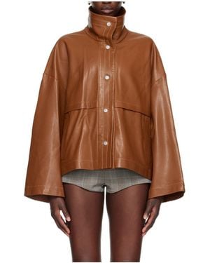 Nour Hammour Stand-Collar Casual Jacket - Brown