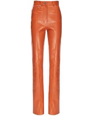 Ferragamo Five-Pocket Leather Trousers - Orange