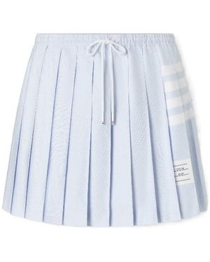Thom Browne Oxford 4-Bar Drawstring Pleated Mini Skirt - Blue