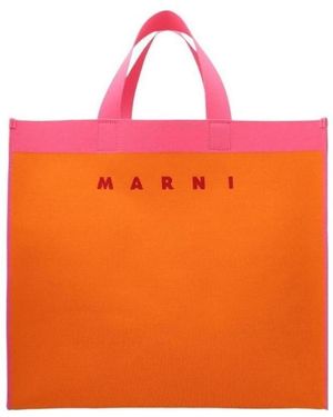 Marni Logo-Print Tote Bag - Orange