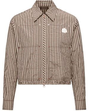 Moncler Plaid Zip-Up Shirt - Brown