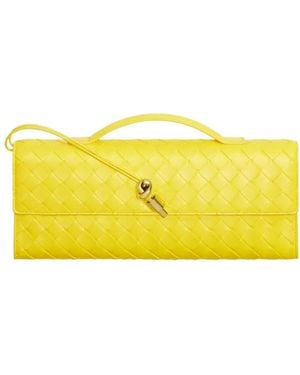 Bottega Veneta Andiamo Intrecciato Clutch Bag - Yellow