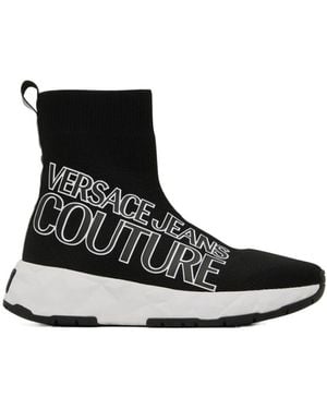 Versace Jeans Couture Logo High-Top Leisure Sports Shoes - Black