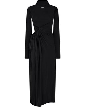 Off-White c/o Virgil Abloh Stamp Ruched Layered Maxi Dress - Black