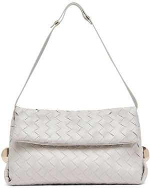 Liu Jo Medium Riccy Woven-Design Flap Shoulder Bag - White