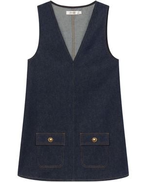 FRAME V-Neck Denim Dress - Blue