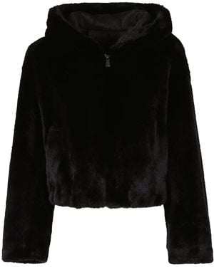 Pinko Gasteria Faux Fur Hooded Jacket - Black