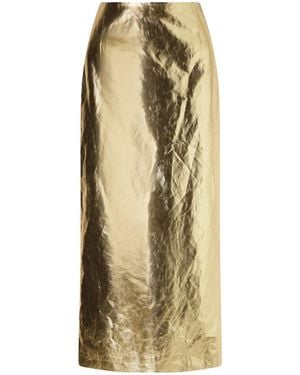 Gabriela Hearst Manuela Linen Midi Skirt - Metallic