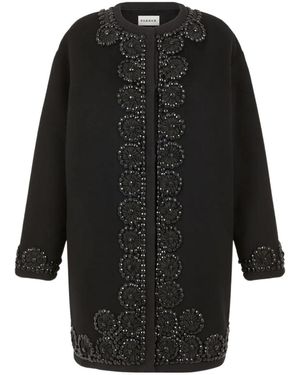 P.A.R.O.S.H. Embellished Floral Coat - Black