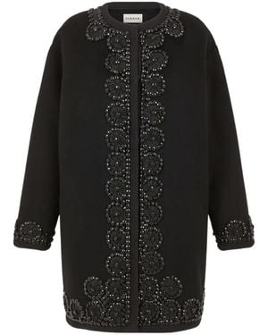 P.A.R.O.S.H. Embellished Floral Coat - Black