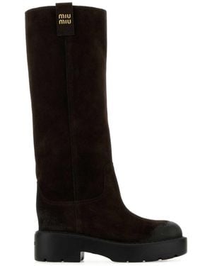 Miu Miu Round-Toe Boots - Black