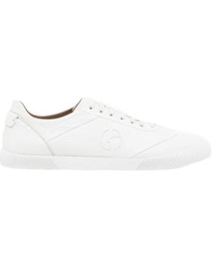 Giorgio Armani Logo Embossed Lace-Up Trainers - White